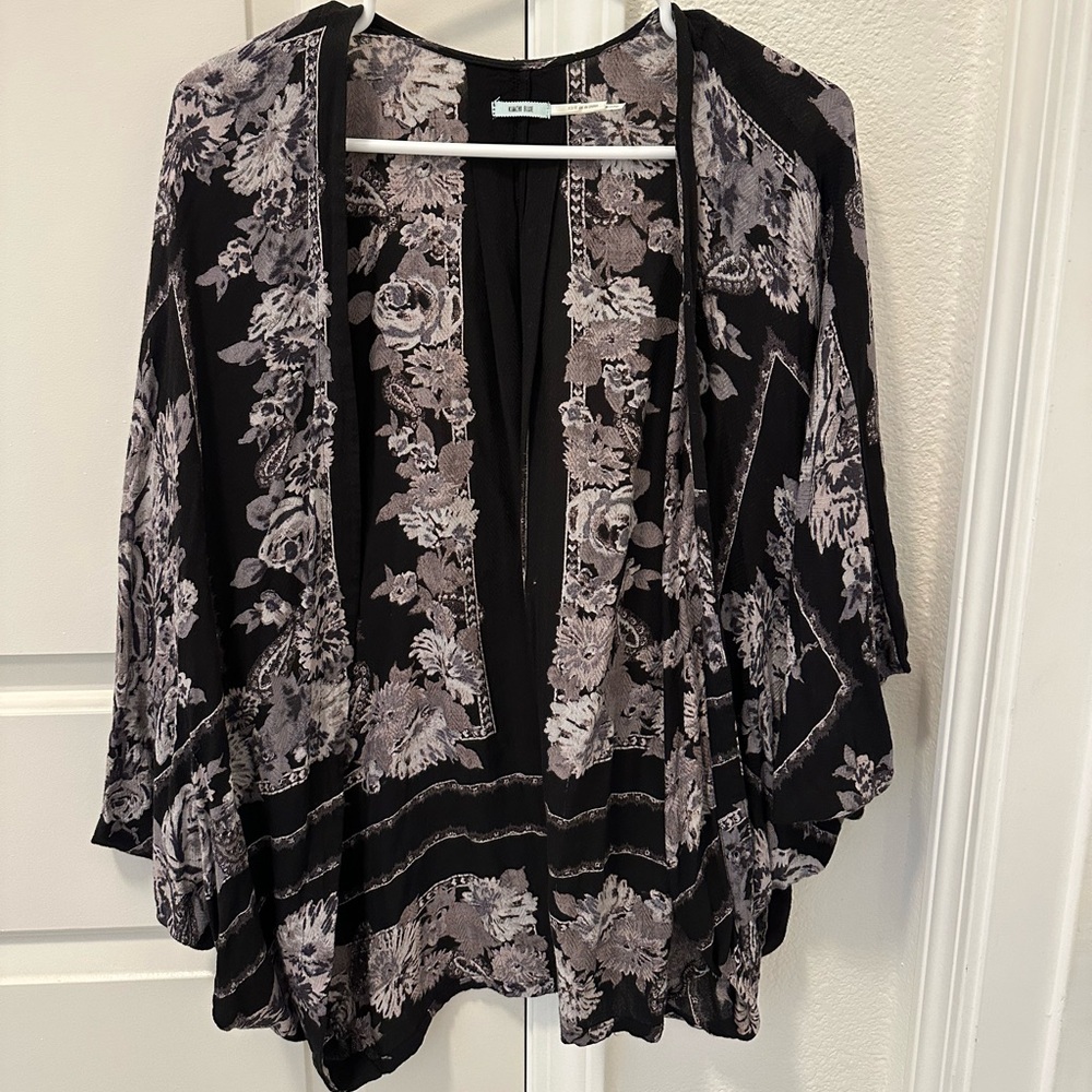 Kimchi Blue Black and Pink Floral Cardigan